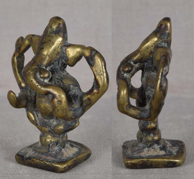 19c Indian bronze GANESHA left sided trunk - 3