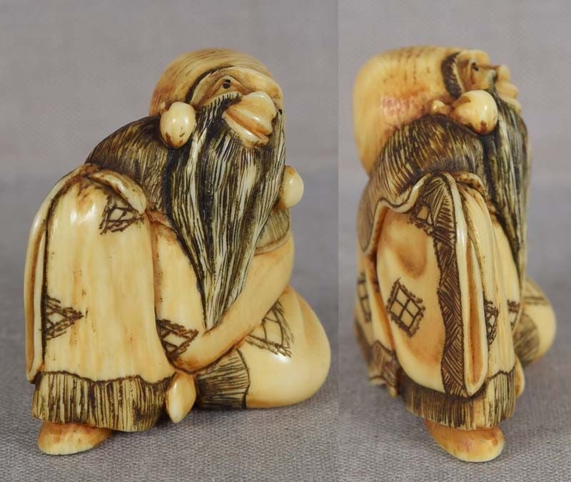 18c netsuke JUROJIN God of Good Fortune - 2