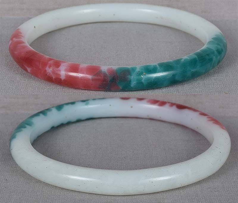 19c Chinese Peking glass colored jadeite bangle BRACELET - 2