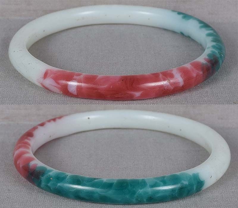 19c Chinese Peking glass colored jadeite bangle BRACELET - 3