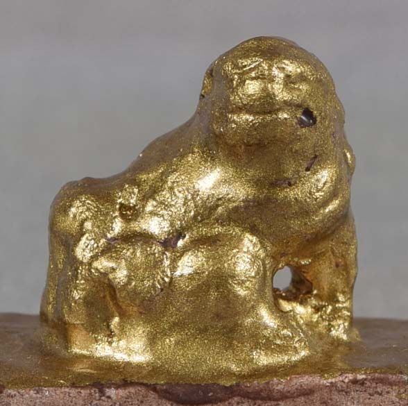 19c lacquered ceramic seal netsuke SHISHI - 5