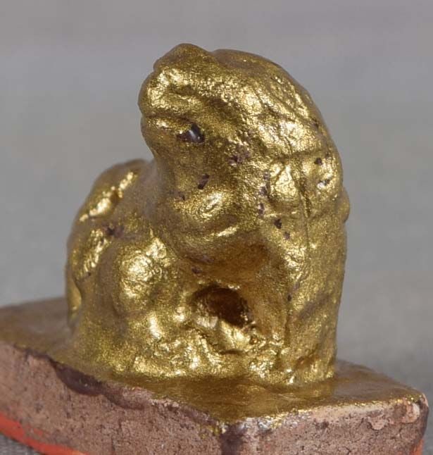 19c lacquered ceramic seal netsuke SHISHI - 6