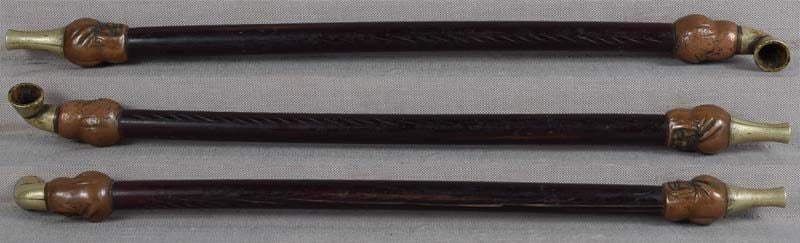 19c Japanese bronze TOBACCO PIPE DARUMA - 3