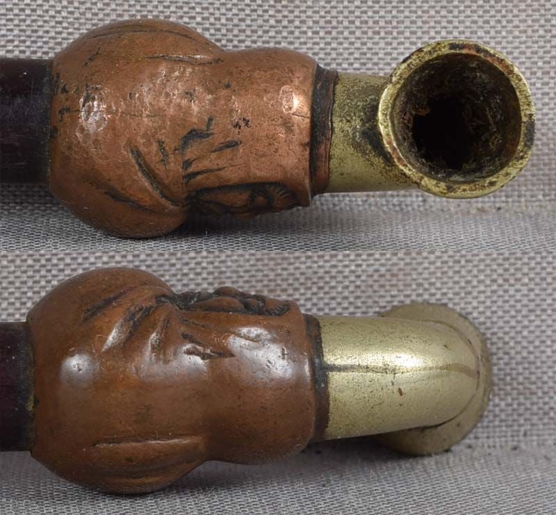 19c Japanese bronze TOBACCO PIPE DARUMA - 5