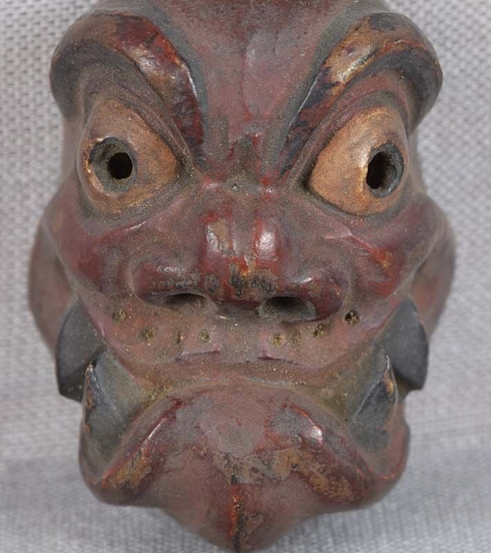 19c netsuke MASK hollow cheeked DEMON by RYUUN - 4