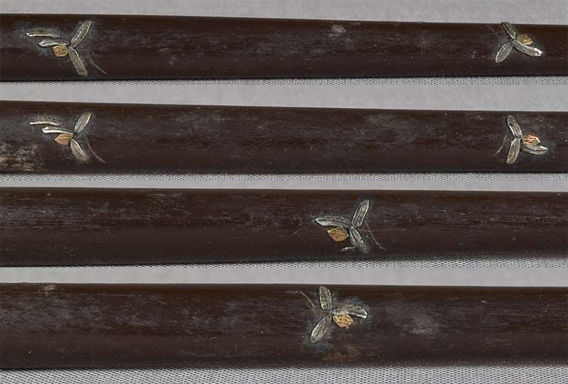 19c tea ceremony HIBASHI charcoal chopsticks MULTIMETAL FLOWERS - 3