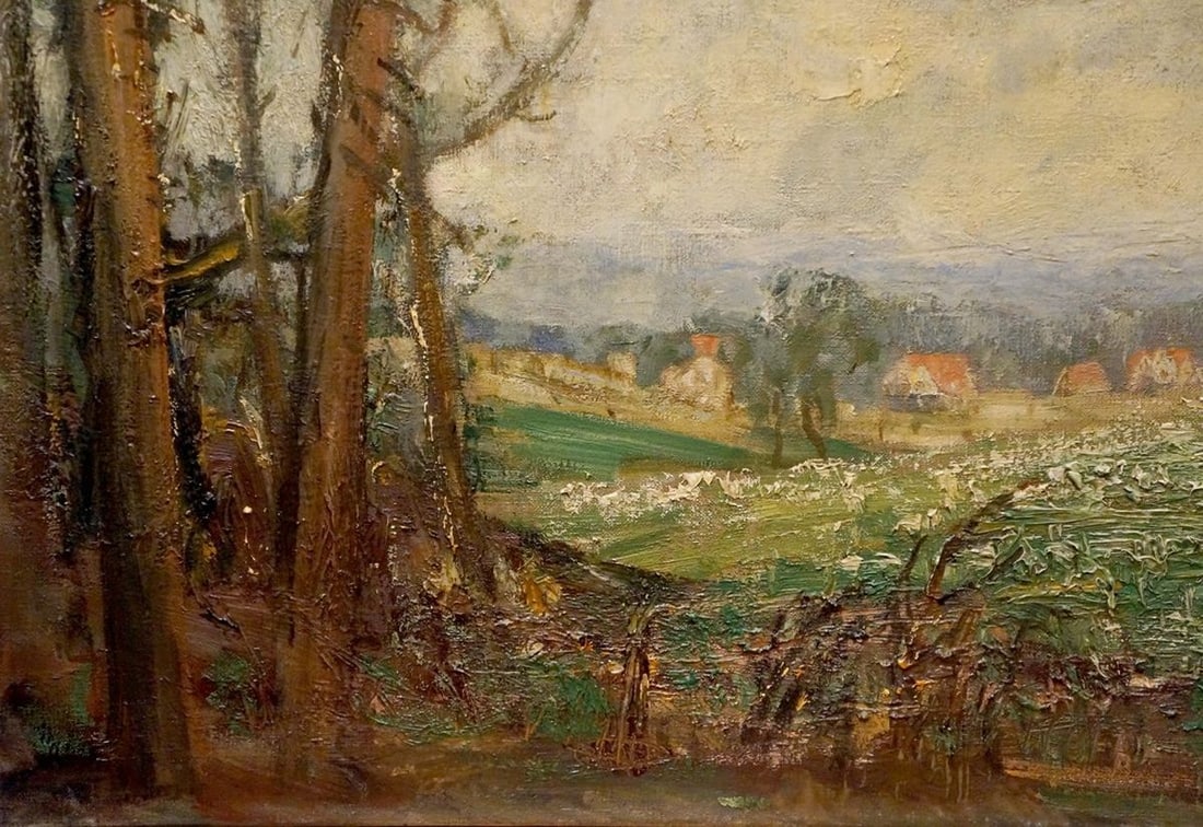 Oil painting View of the village - 2