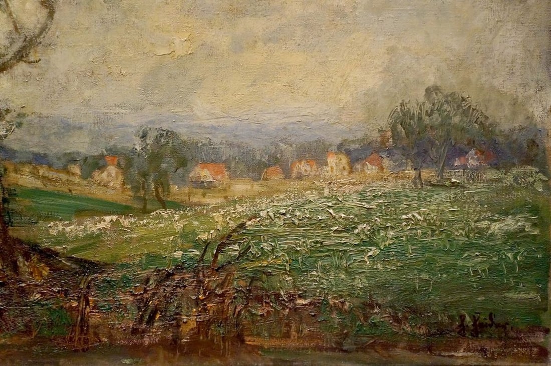 Oil painting View of the village - 5