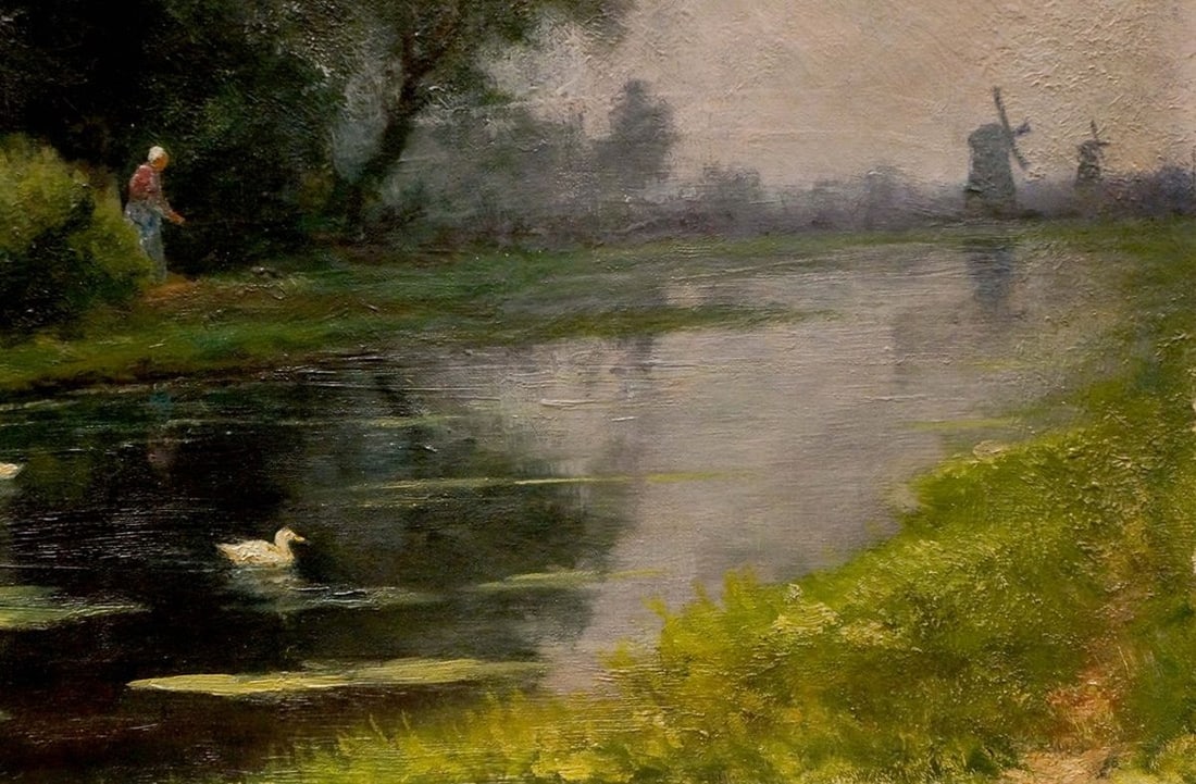 Oil painting By the river - 5