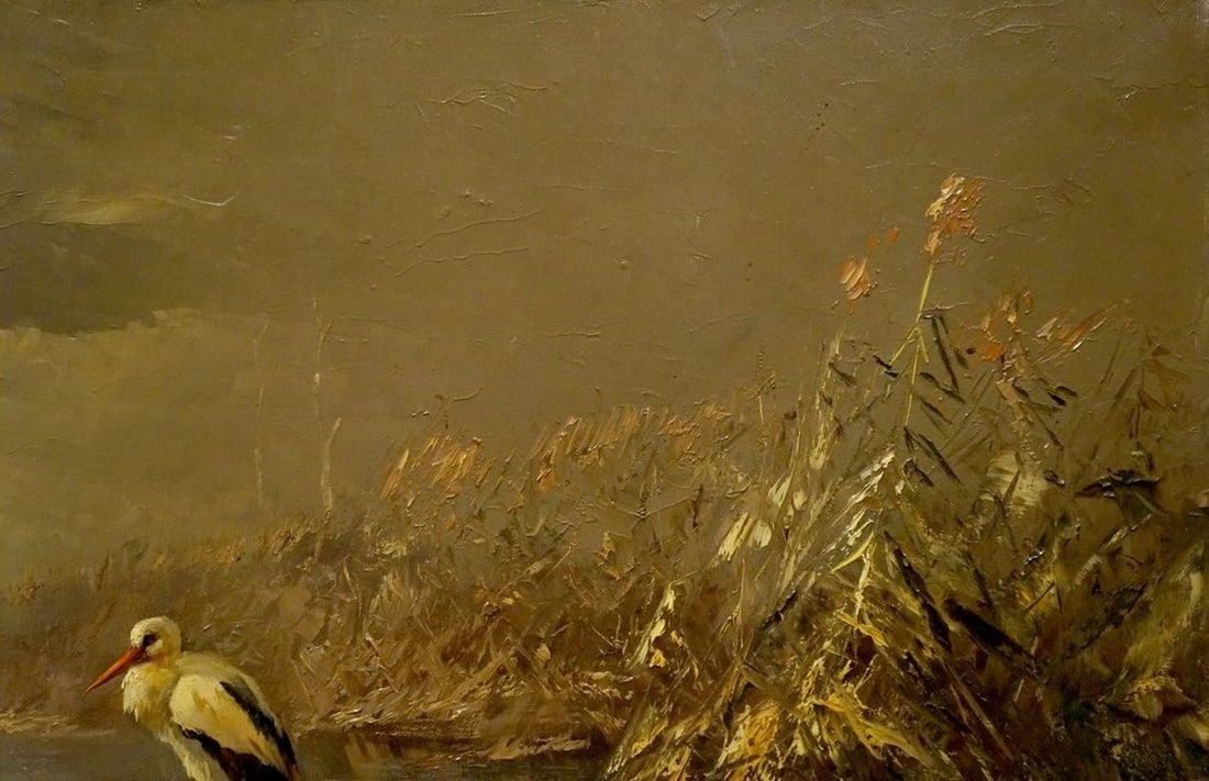 Oil painting Herons on the shore - 4