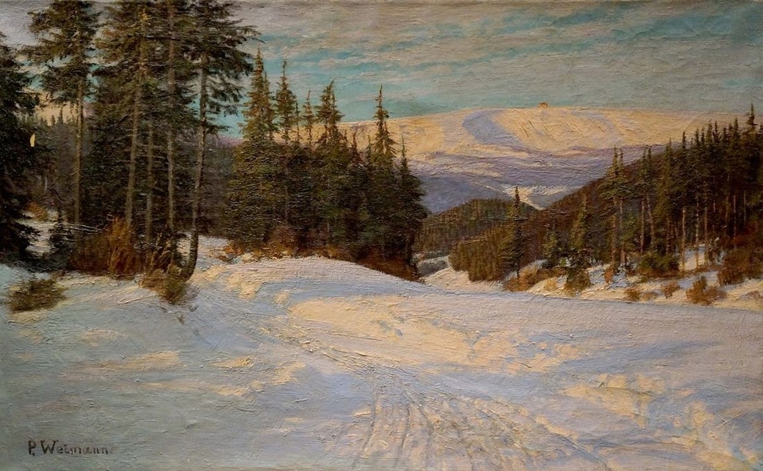 Oil painting Winter landscape Paul Weimann (1 of 8)
