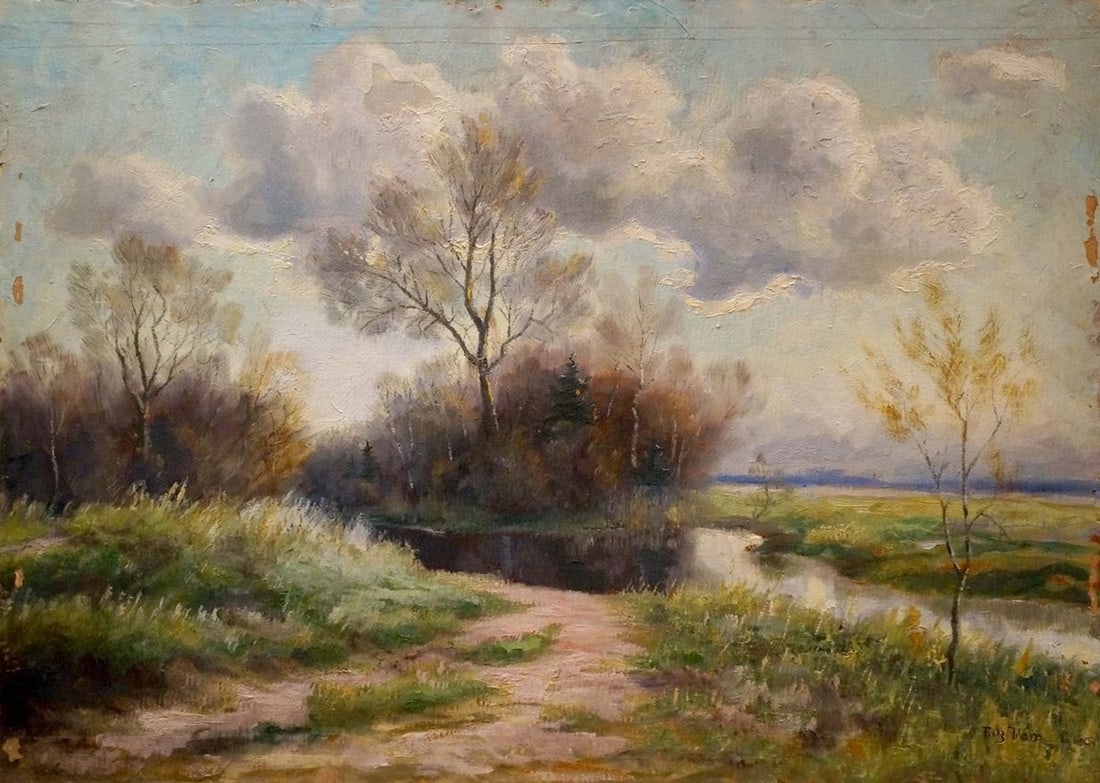 Oil painting After the rain: Title: Oil painting After the rain Description: NoVerne 163 *** ABOUT THIS PAINTING *** * TITLE: "After the rain" * ARTISTS: Unknown artist * SIZE: 56x78 cm/'22.04x30.70 inches' * MEDIUM: oil, cardboa