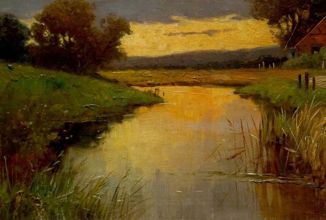 Oil painting Evening sunset - 2