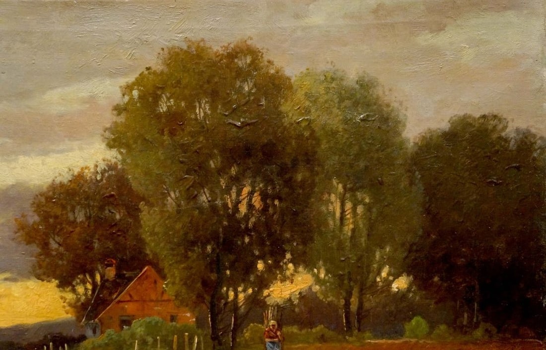 Oil painting Evening sunset - 4