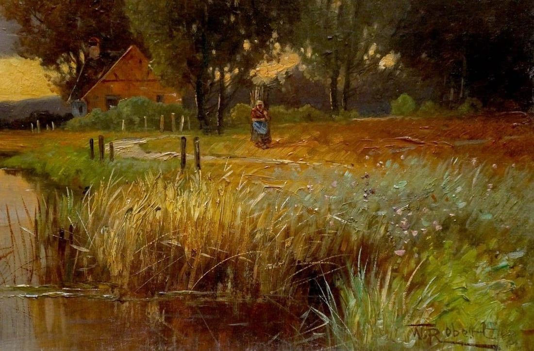 Oil painting Evening sunset - 5