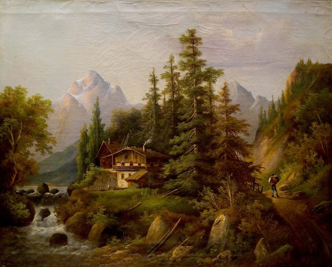 Oil painting Lonely house in the forest A. Webster: Title: Oil painting Lonely house in the forest A. Webster Description: NoVerne 167 *** ABOUT THIS PAINTING *** * TITLE: "Lonely house in the forest" * ARTISTS: A. Webster * SIZE: 55x69 cm/'21.65x27.16