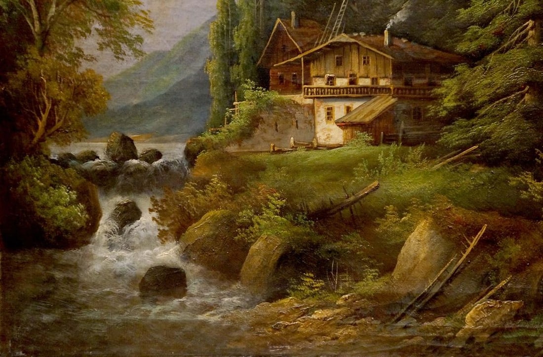 Oil painting Lonely house in the forest A. Webster - 2