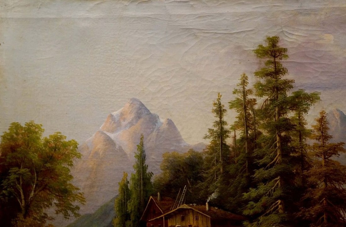Oil painting Lonely house in the forest A. Webster - 3