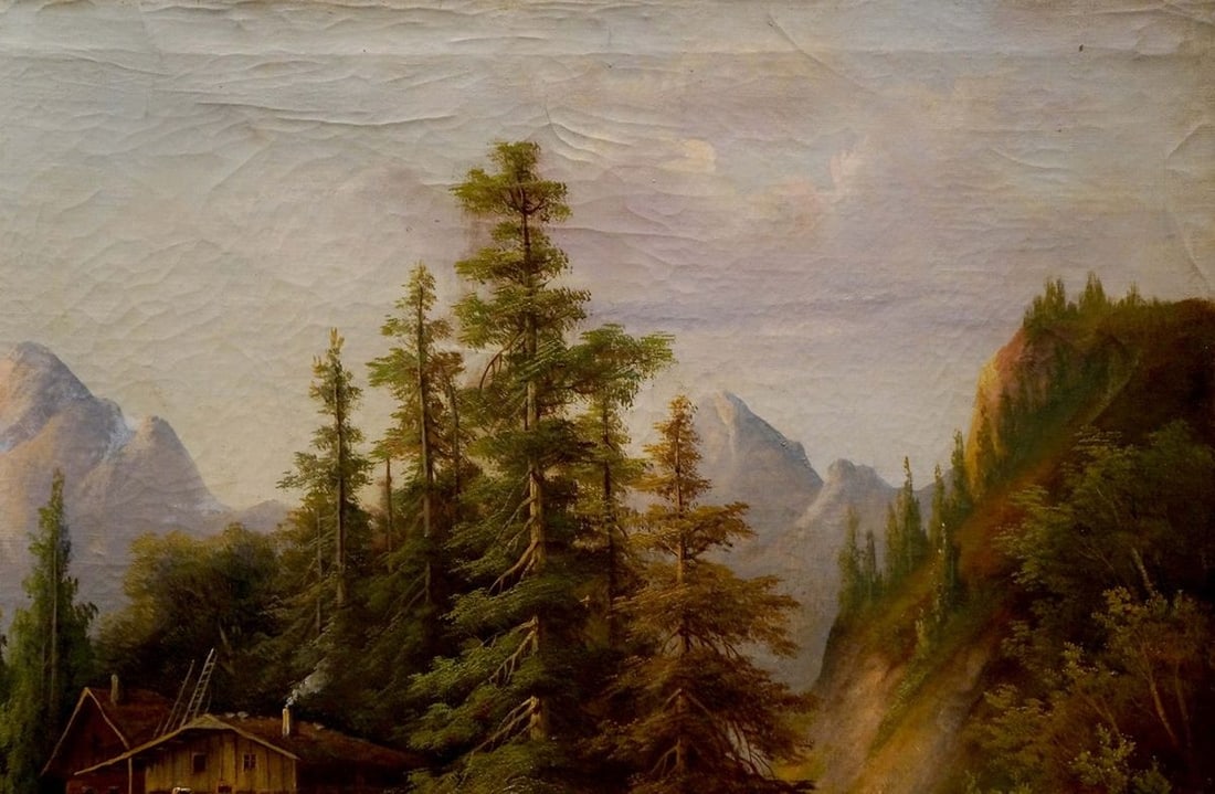 Oil painting Lonely house in the forest A. Webster - 4