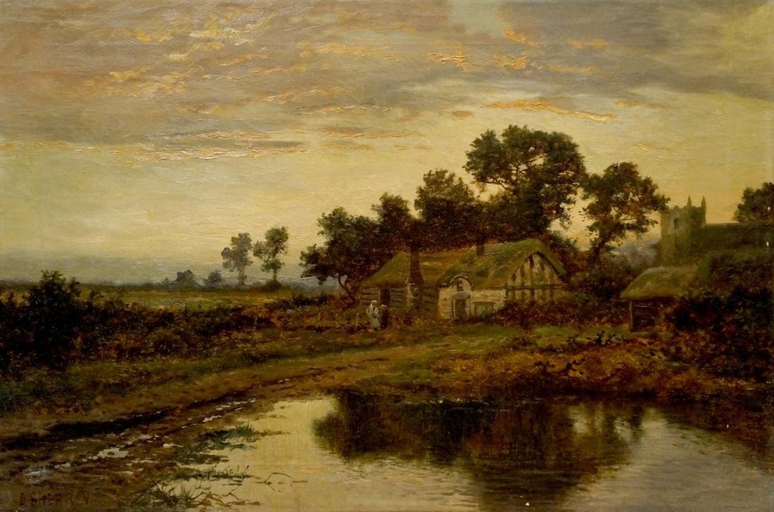 Oil painting Evening In the village B. Sherrin (1 of 9)