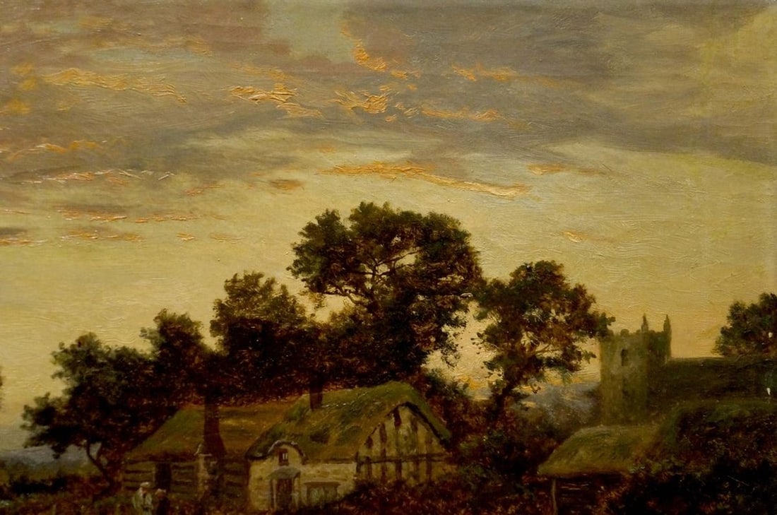 Oil painting Evening In the village B. Sherrin - 4