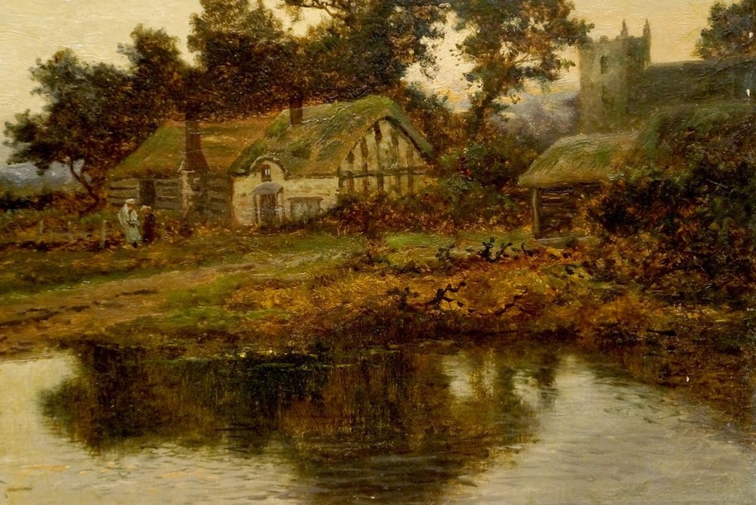 Oil painting Evening In the village B. Sherrin - 5