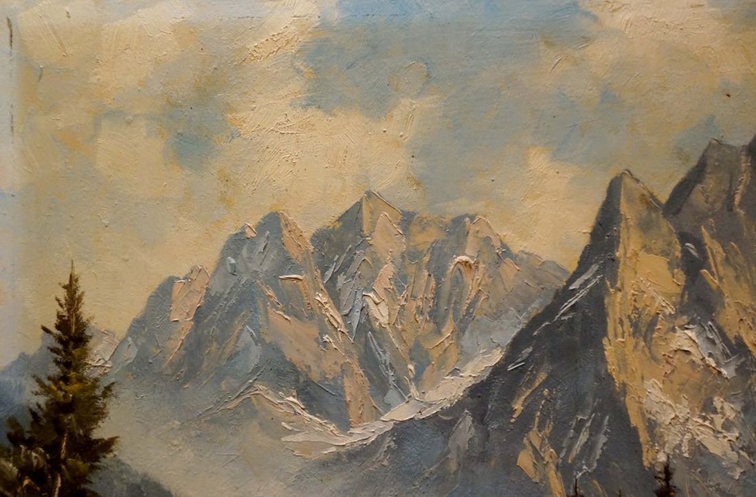 Oil painting Landscape with a mountain house Millt - 3