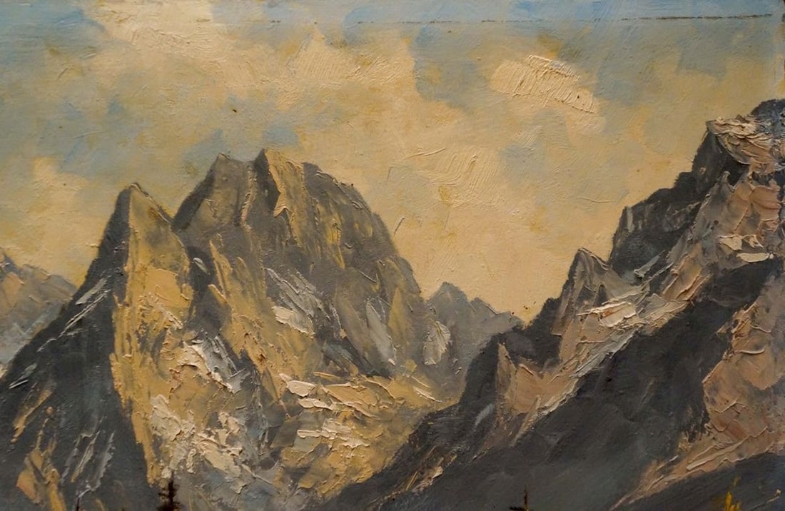 Oil painting Landscape with a mountain house Millt - 4