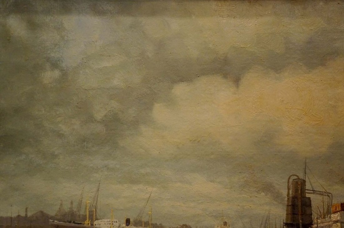 Oil painting Landscape with ships - 3
