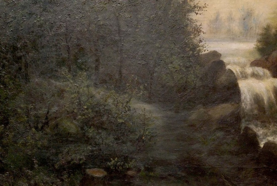 Oil painting Landscape with a waterfall - 2