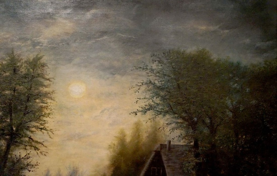 Oil painting Landscape with a waterfall - 4