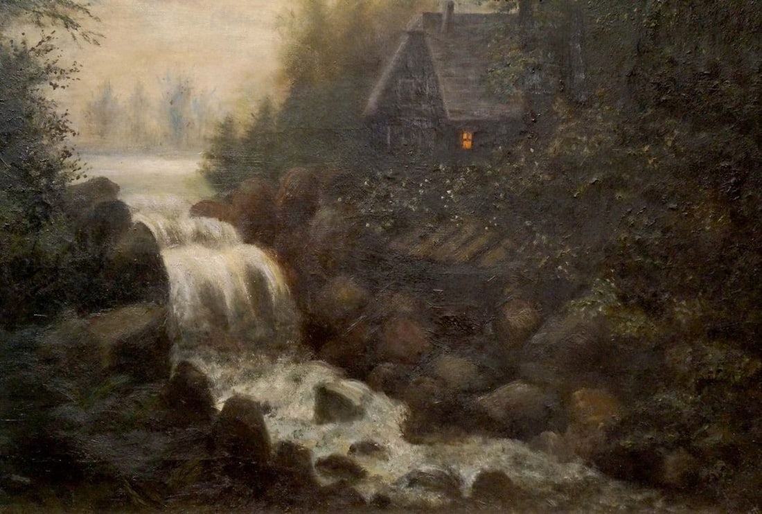 Oil painting Landscape with a waterfall - 5
