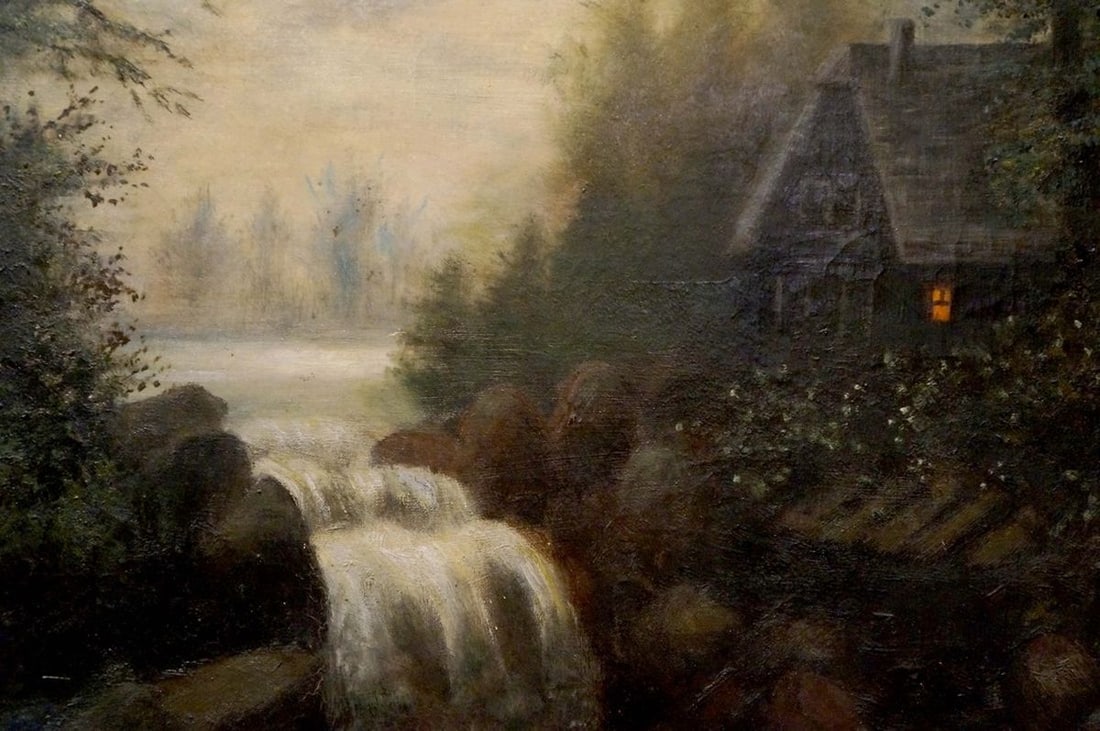Oil painting Landscape with a waterfall - 6