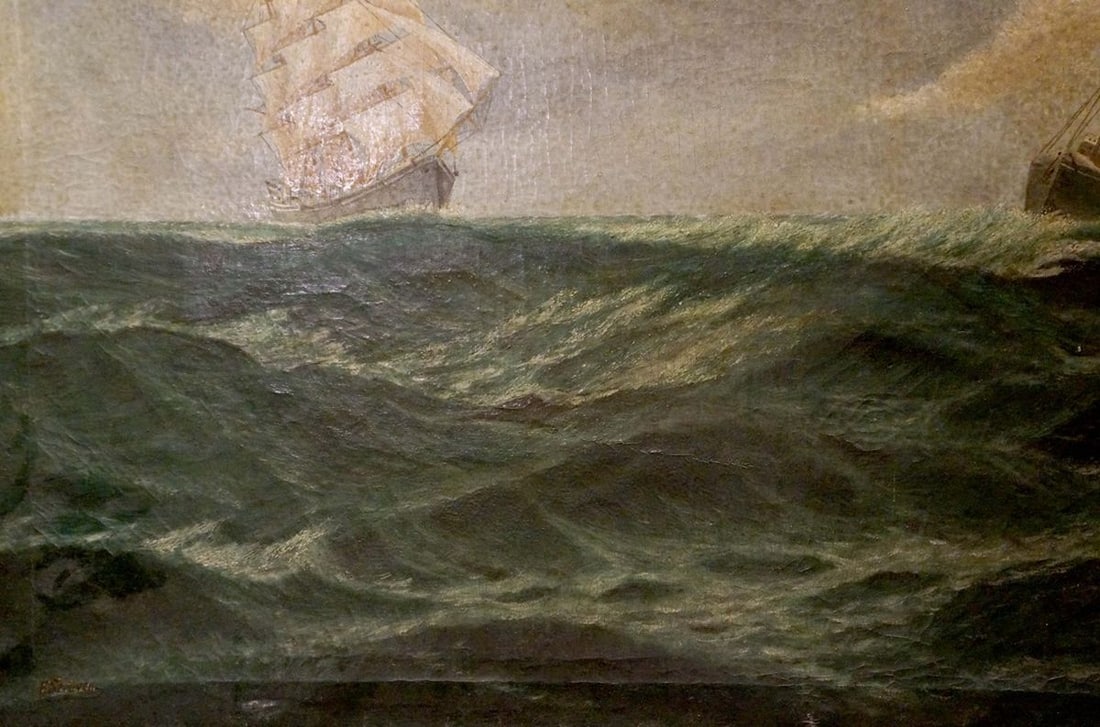 Oil painting Ships at sea - 2