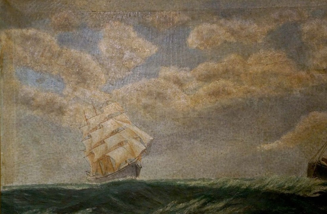 Oil painting Ships at sea - 3