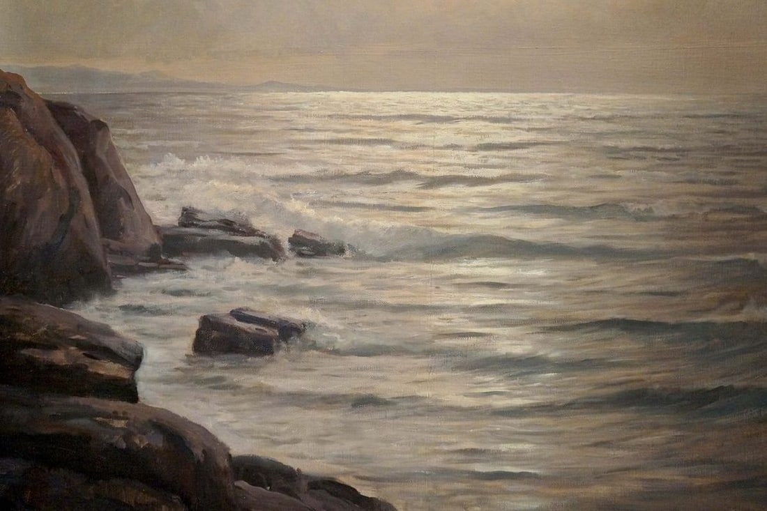 Oil painting Calm quiet waves - 2