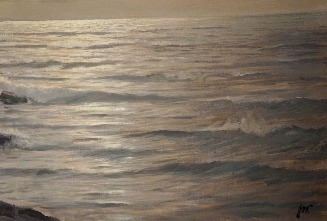 Oil painting Calm quiet waves - 5