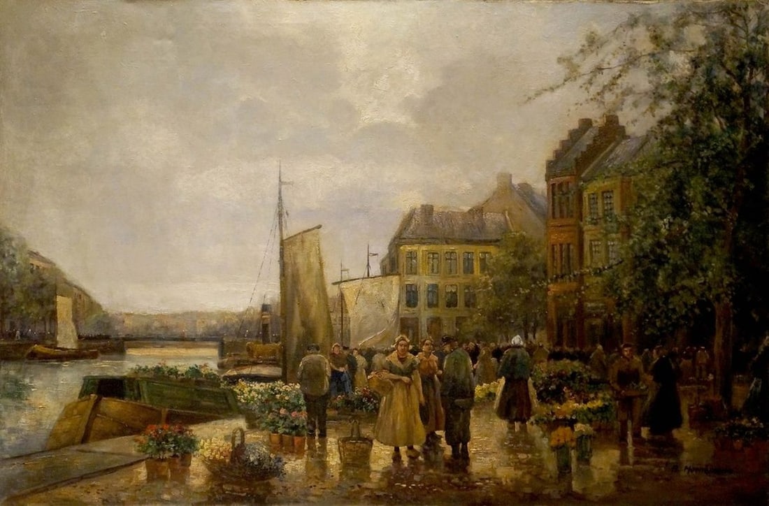 Oil painting City life R. Hornemann: Title: Oil painting City life R. Hornemann Description: NoVerne 192 *** ABOUT THIS PAINTING *** * TITLE: "City life" * ARTISTS: R. Hornemann * SIZE: 80x120 cm/'31.49x47.24 inches' * MEDIUM: oil, canva