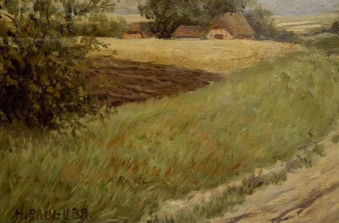 Oil painting Farm road H. Paul-Leba - 2