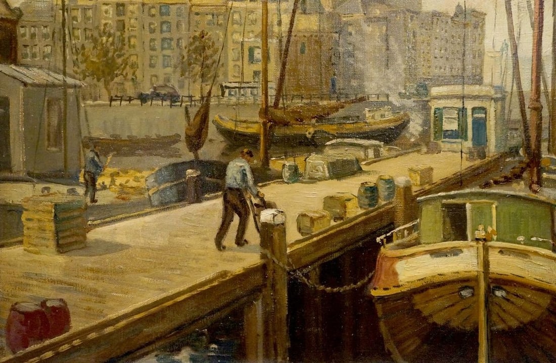 Oil painting City life landscape - 2