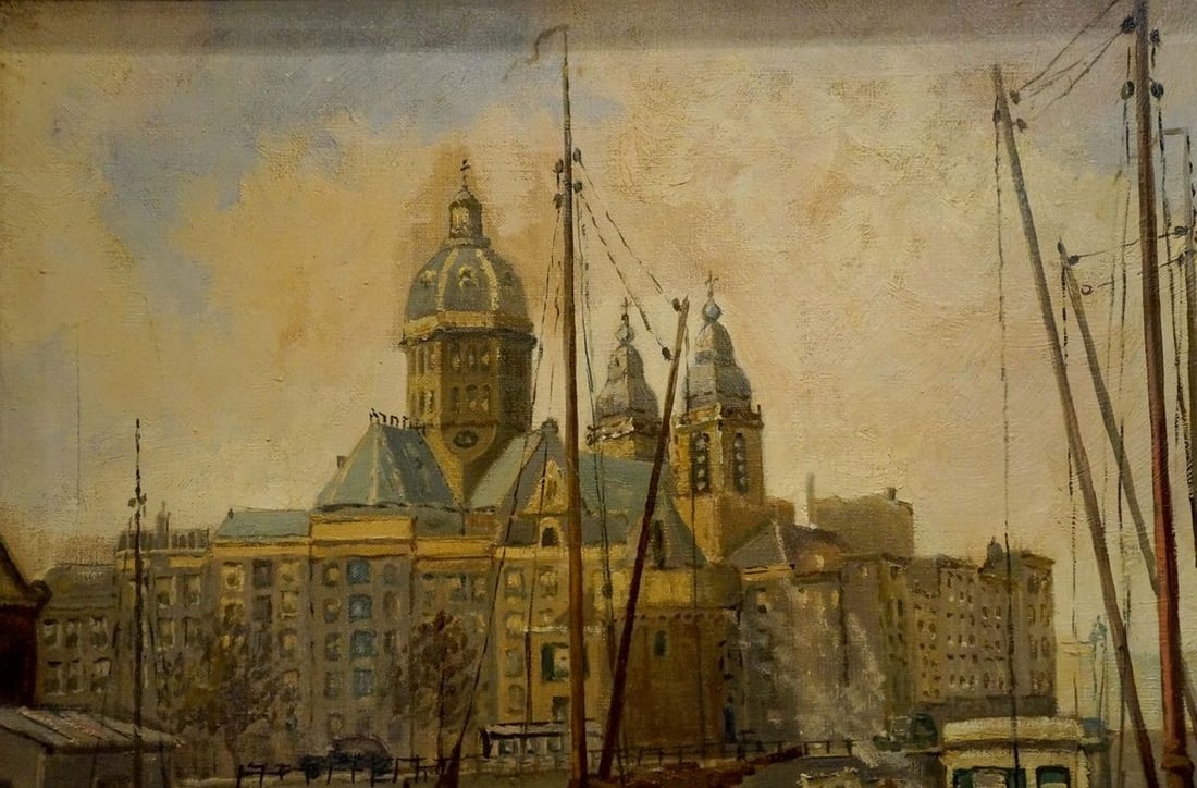 Oil painting City life landscape - 3