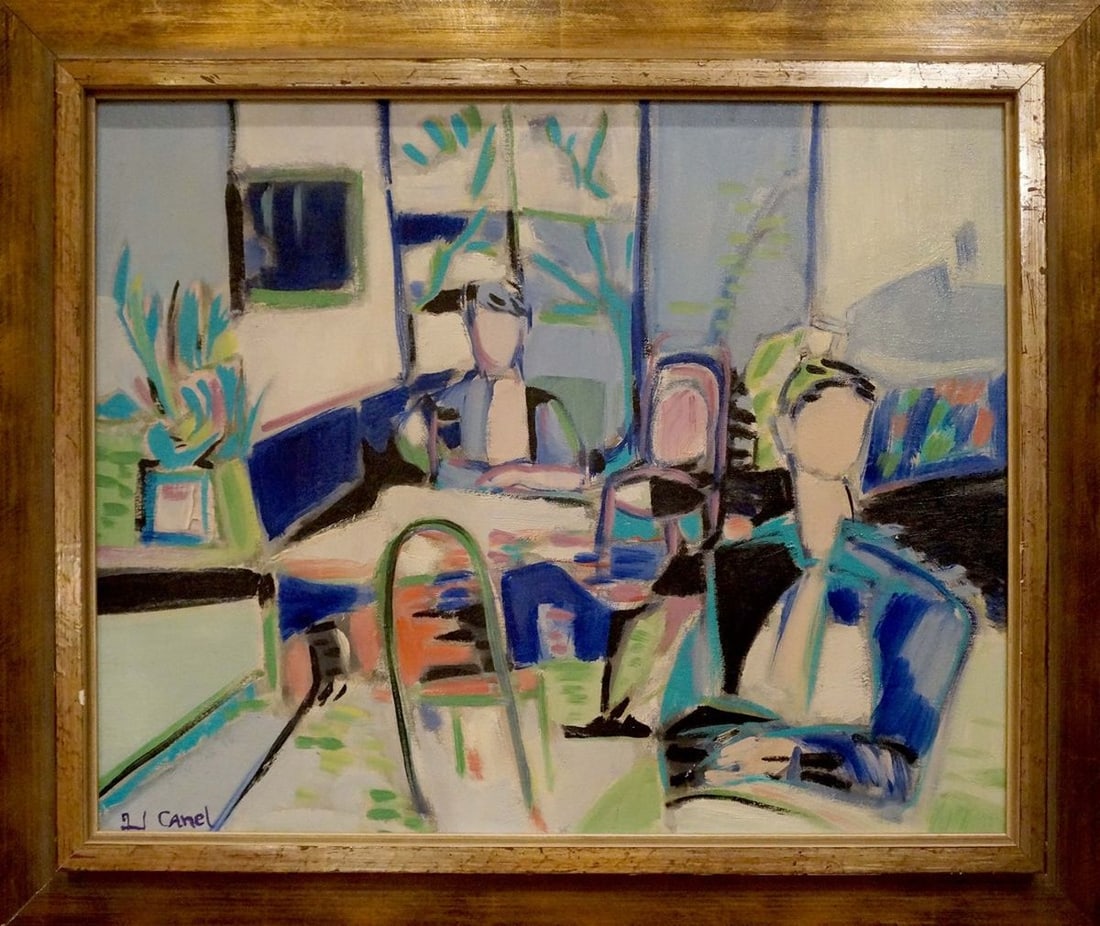 Abstract oil painting Family at the table Canel L.: Title: Abstract oil painting Family at the table Canel L. Description: NoVerne 205 *** ABOUT THIS PAINTING *** * TITLE: "Family at the table" * ARTISTS: Canel L. * SIZE: 50x61 cm/'19.68x24.01 inches'