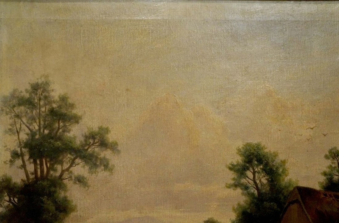Oil painting Lake at the house - 3