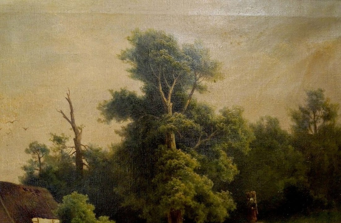 Oil painting Lake at the house - 4