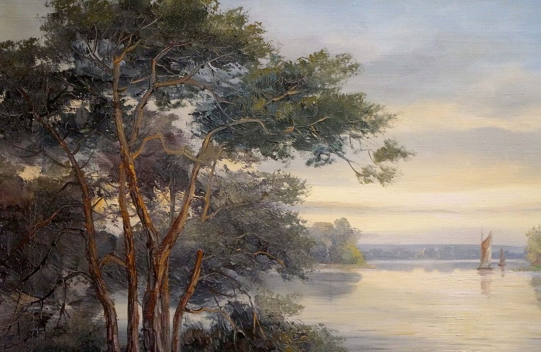 Oil painting River landscape - 3