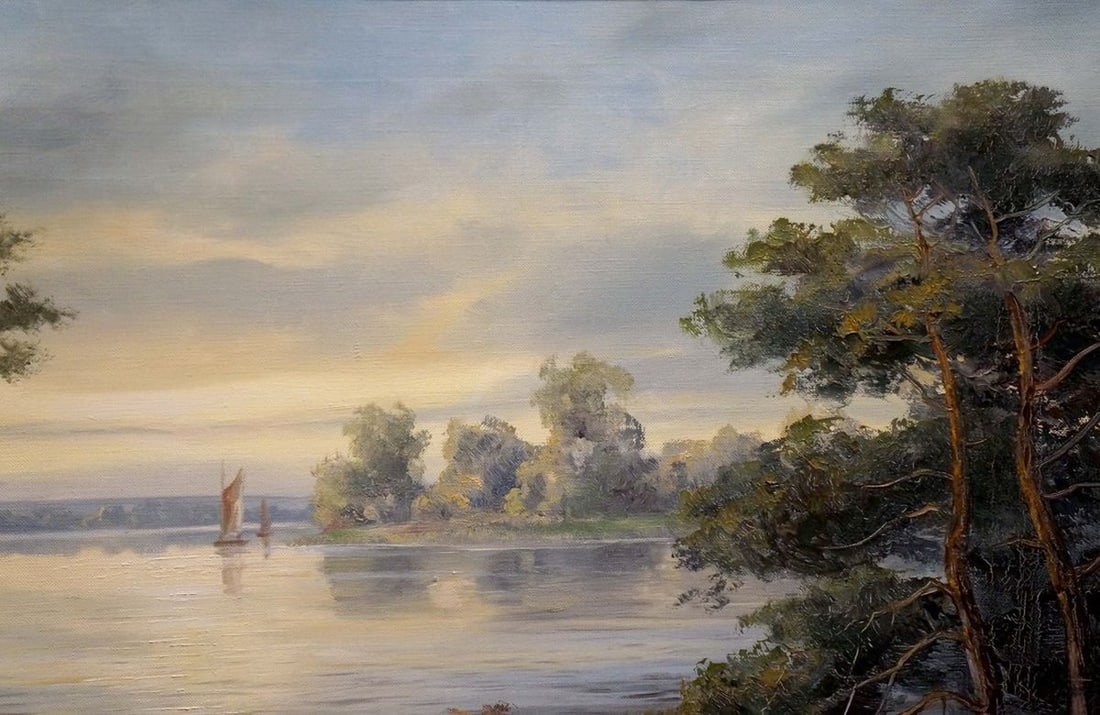 Oil painting River landscape - 4