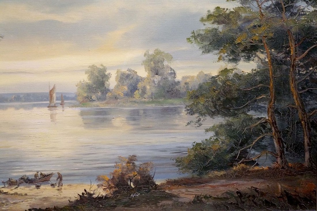 Oil painting River landscape - 5