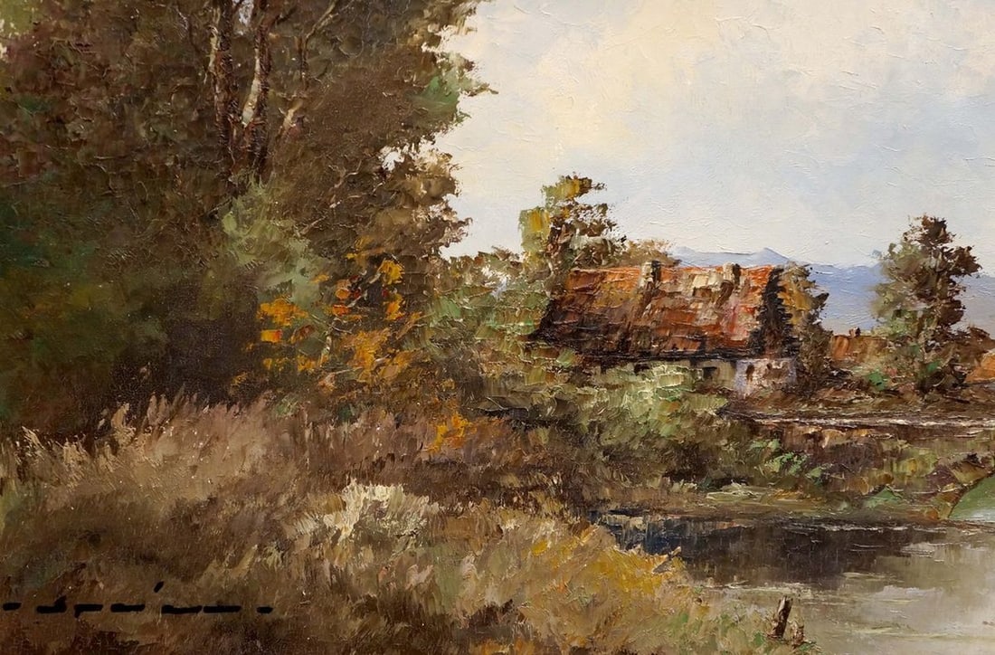 Oil painting Landscape of the village - 2
