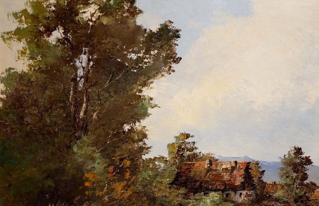 Oil painting Landscape of the village - 3
