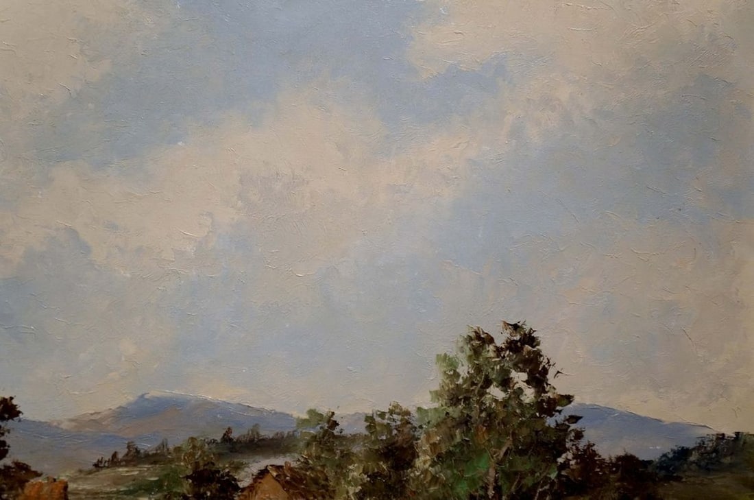Oil painting Landscape of the village - 4